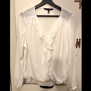 White House Black Market Sheer White Blouse, Size 8
